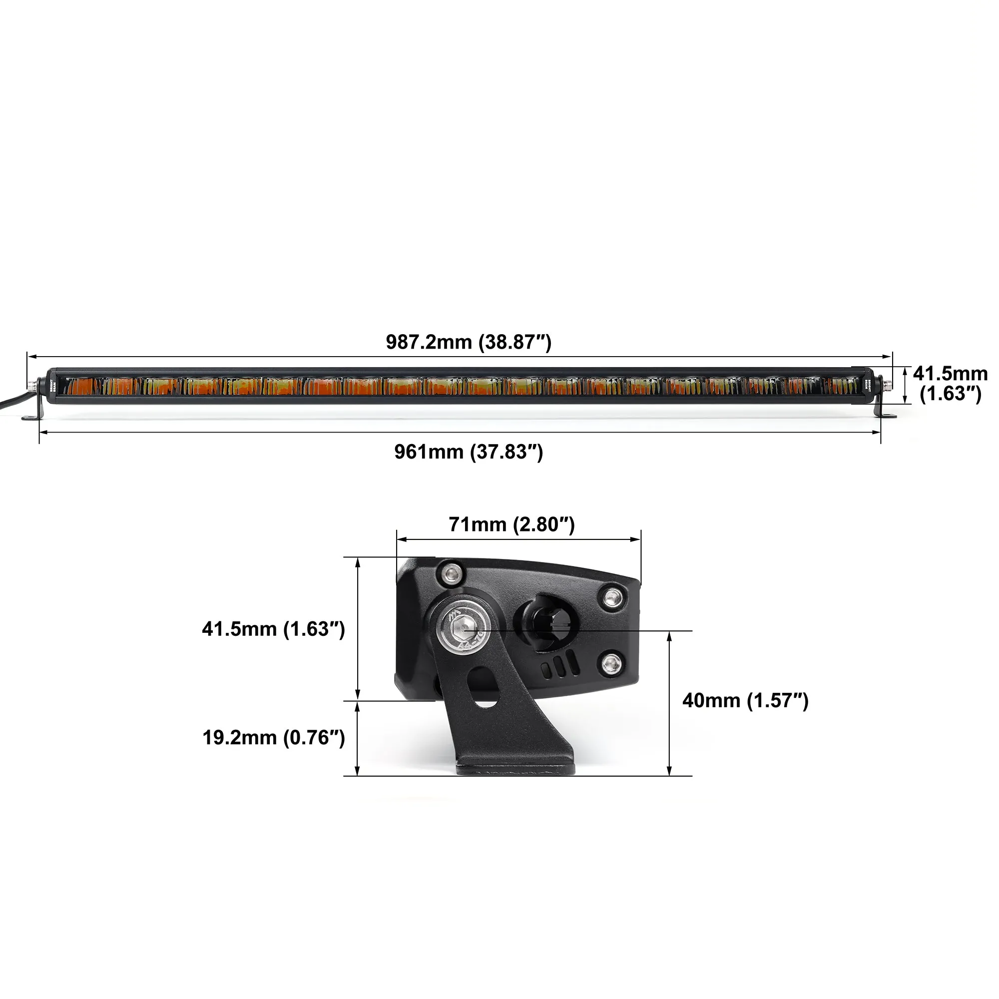 Rock Series 38 Inch Single Row LED Off-Road Light Bar High Power with Bracket