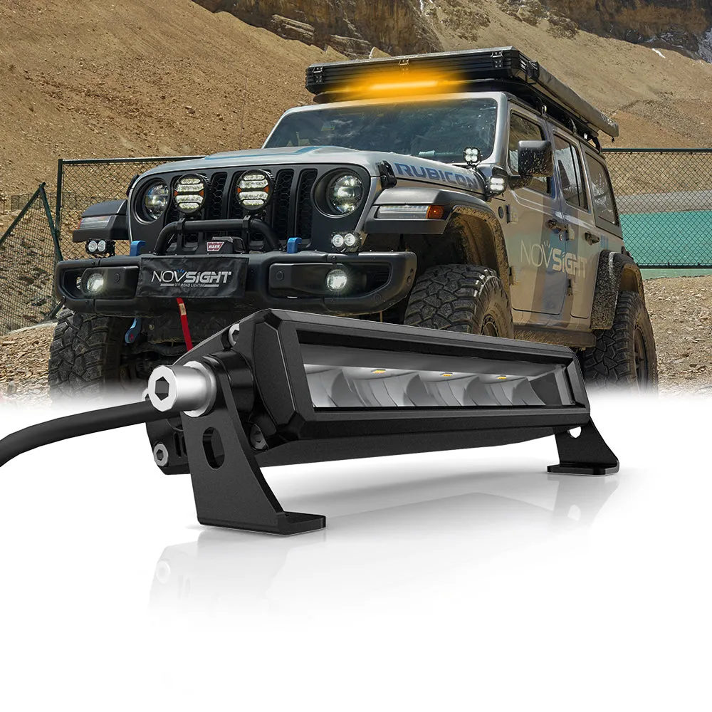 Rock Series 8-52 Inch Single Row Dual Beam LED Off-Road Light Bar White and Amber