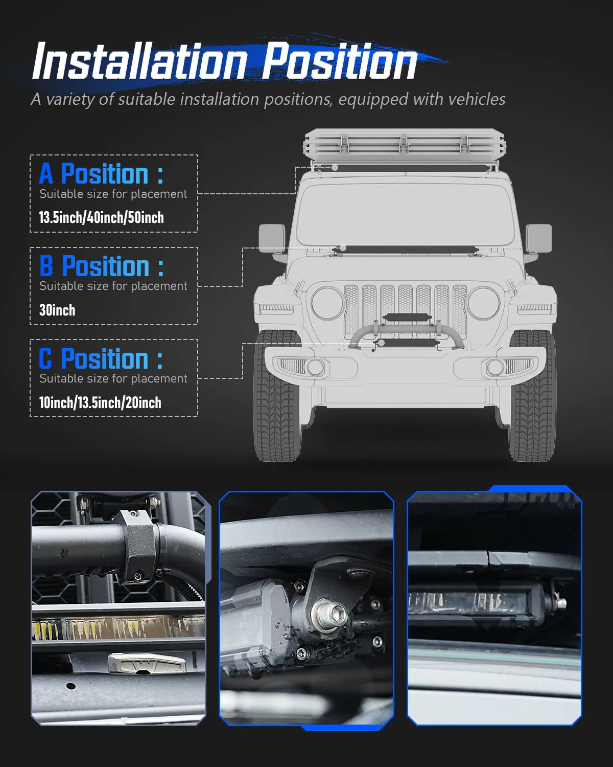 Rock Series 8-52 Inch Single Row Dual Beam LED Off-Road Light Bar White and Amber