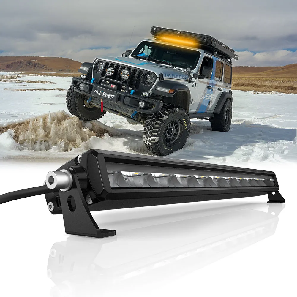 Rock Series 8 Inch Single Row Dual Beam LED Off-Road Light Bar White and Amber