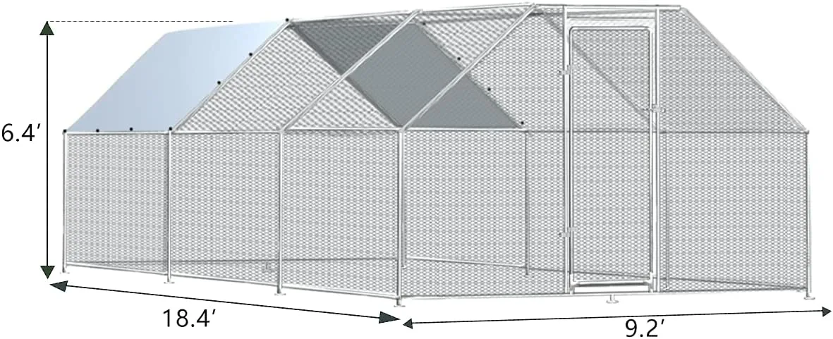 SANNWSG Large Metal Chicken Coop Walk-in Poultry Cage Chicken Run Pen Dog Kennel Duck House with Waterproof and Anti-Ultraviolet Cover for Outdoor Farm Use