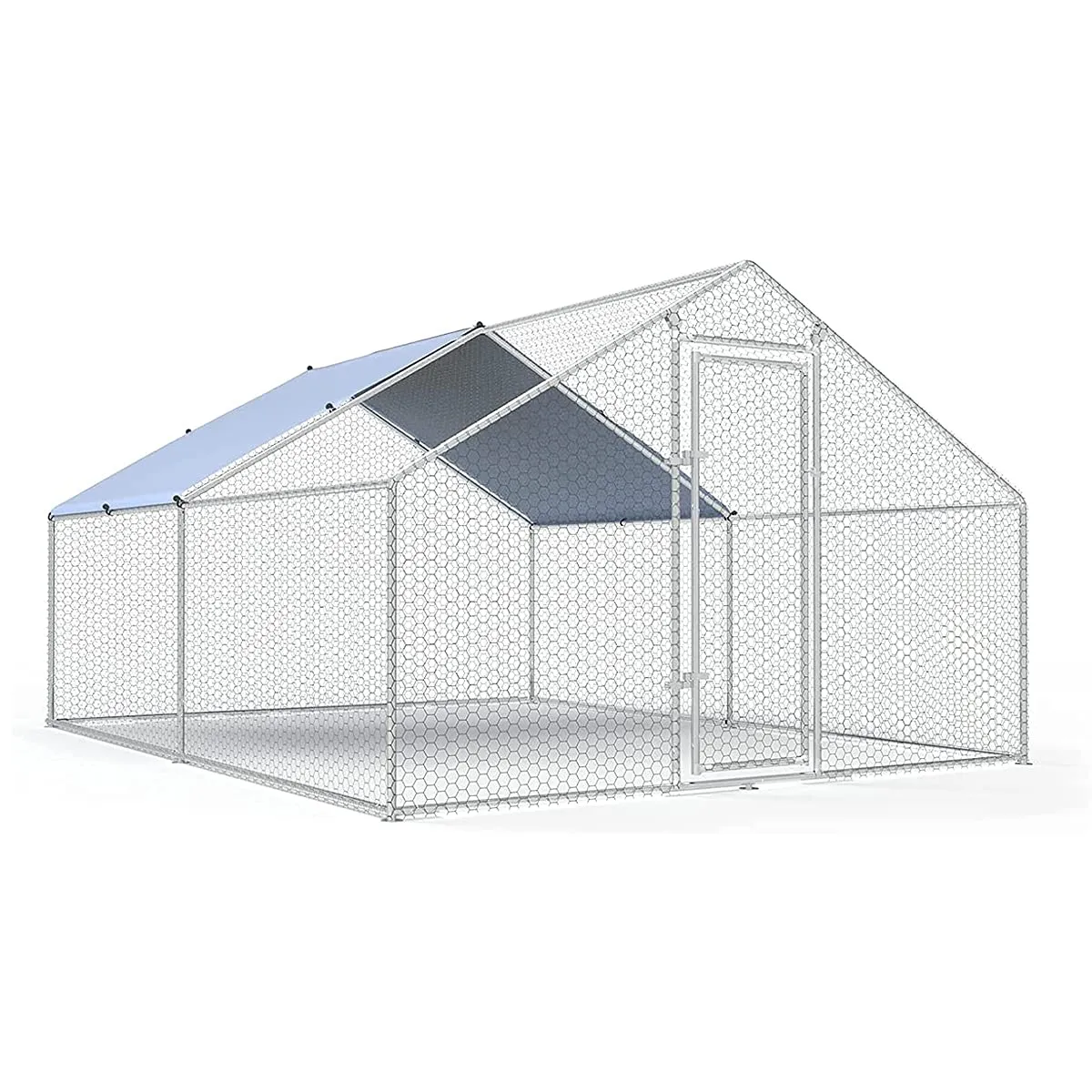 SANNWSG Large Metal Chicken Coop Walk-in Poultry Cage Chicken Run Pen Dog Kennel Duck House with Waterproof and Anti-Ultraviolet Cover for Outdoor Farm Use