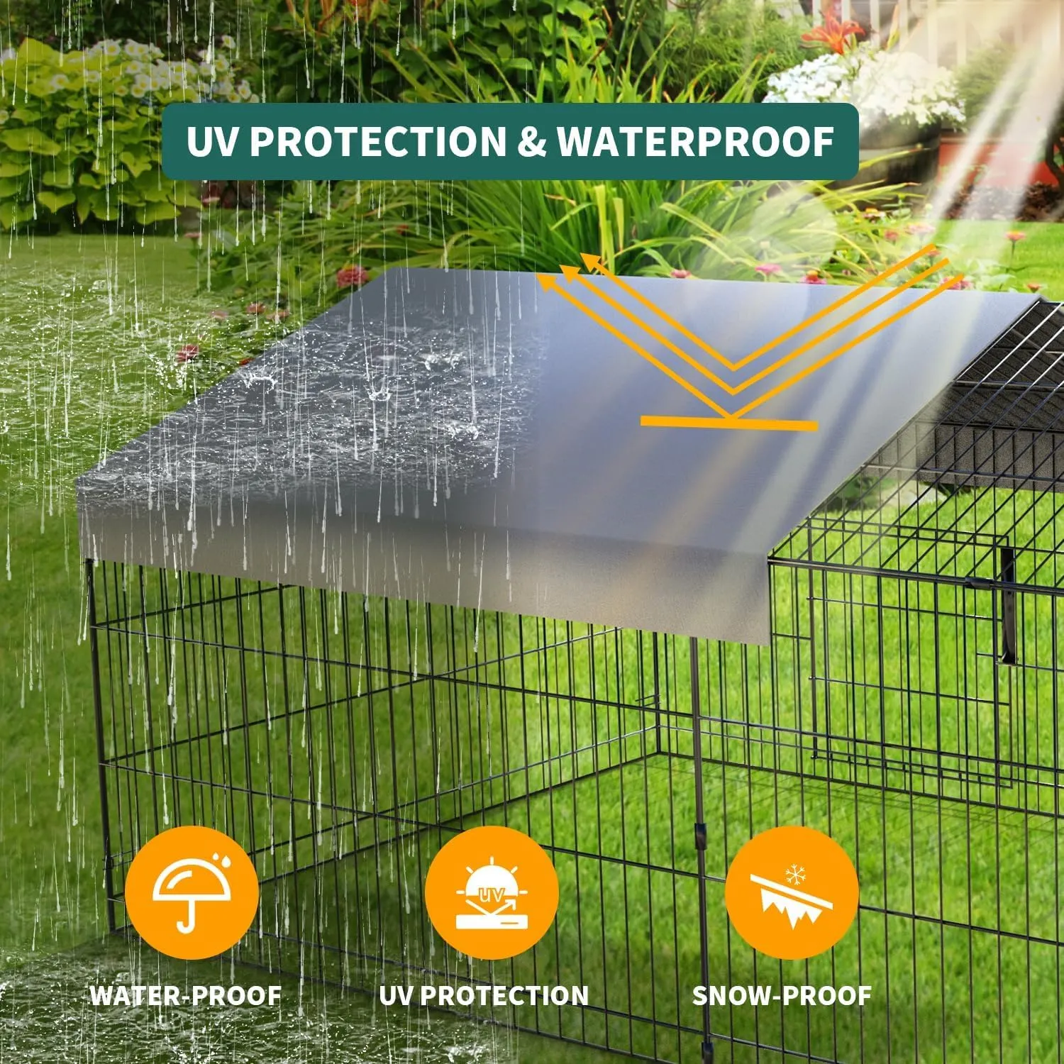 SANNWSG Large Metal Chicken Coop Walk-in Poultry Cage Chicken Run Pen Dog Kennel Duck House with Waterproof and Anti-Ultraviolet Cover for Outdoor Farm Use