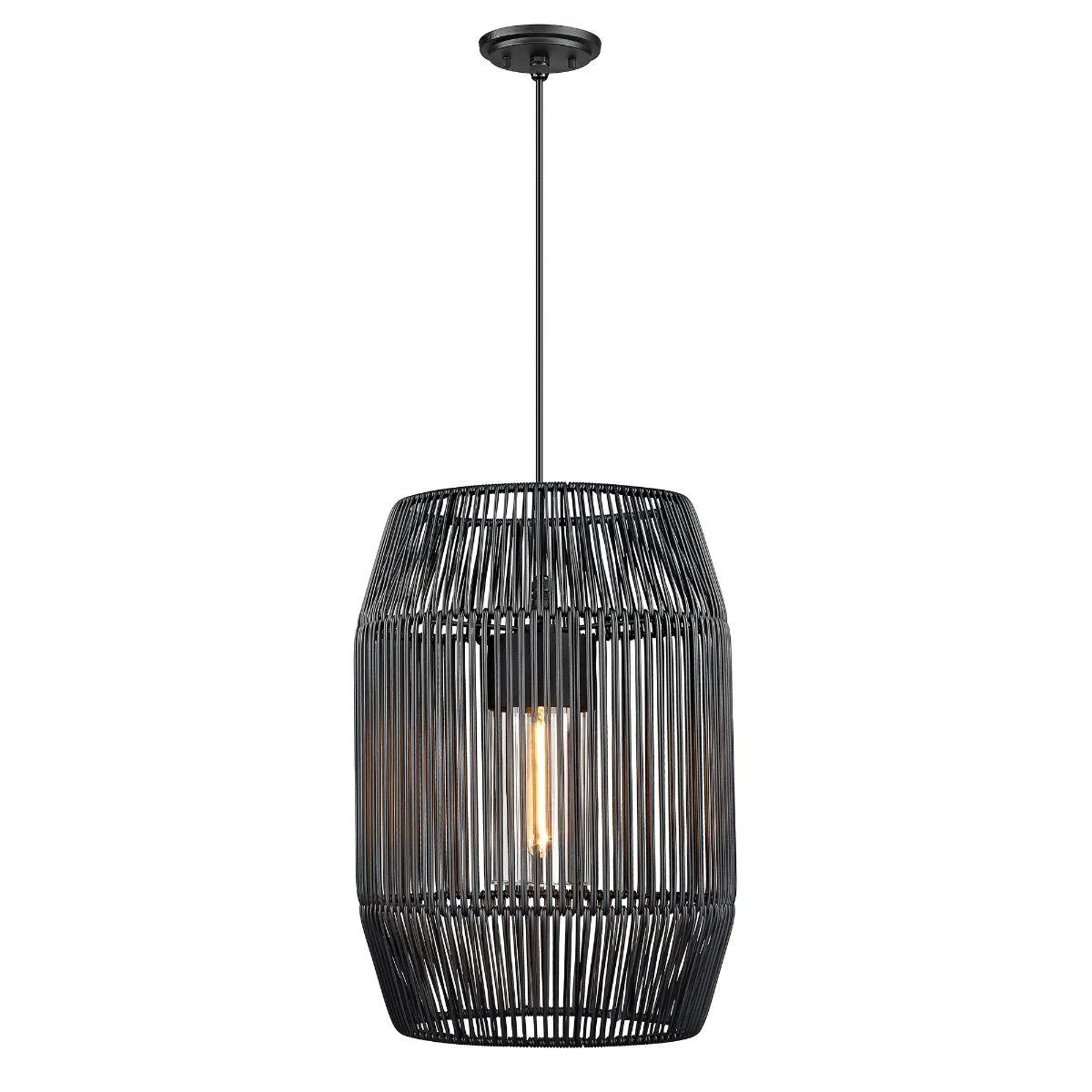 Seabrooke 21 in. Outdoor Pendant Light Black Finish