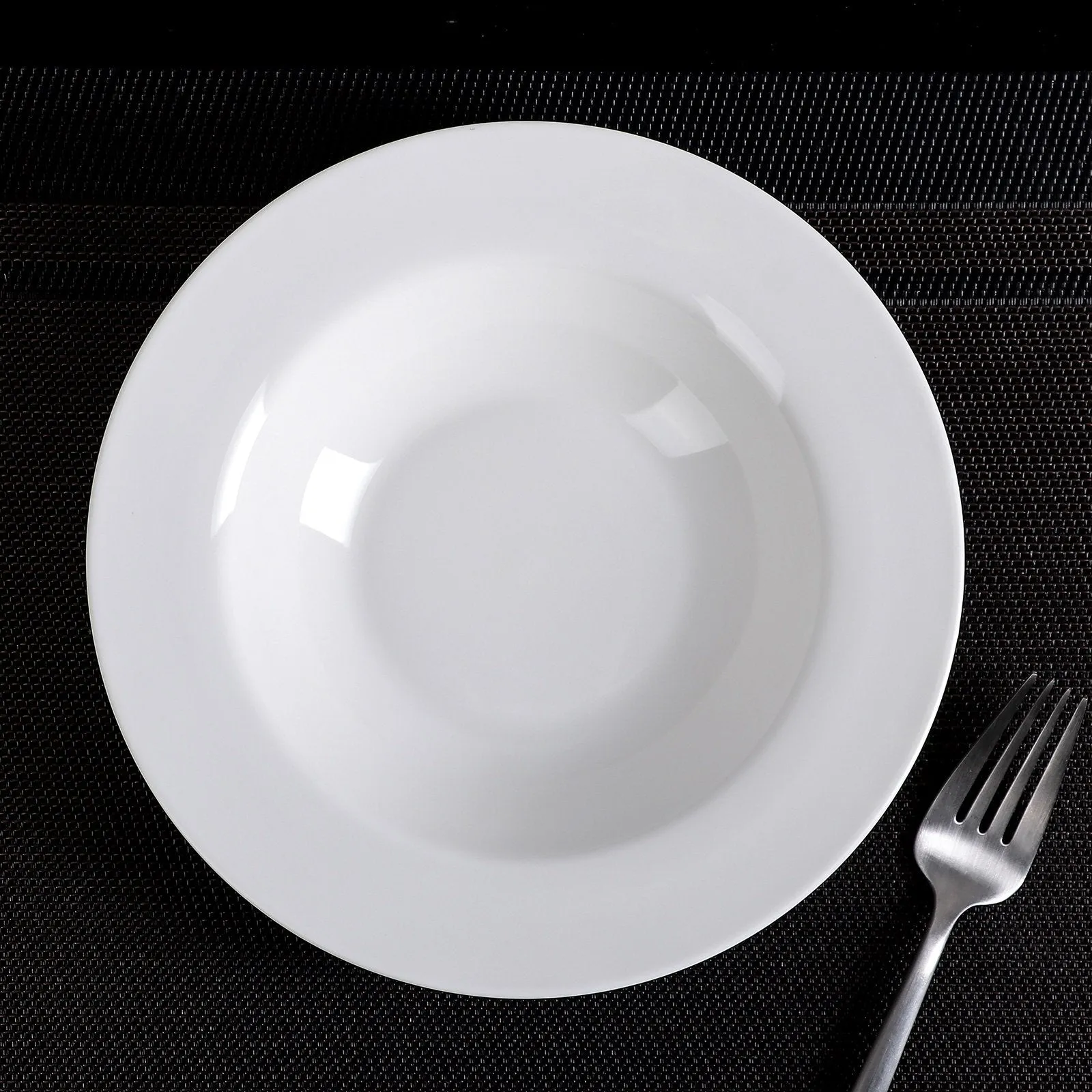 Set Of 6 Professional Rolled Rim White Deep Plate 8" inch | 8 Fl Oz