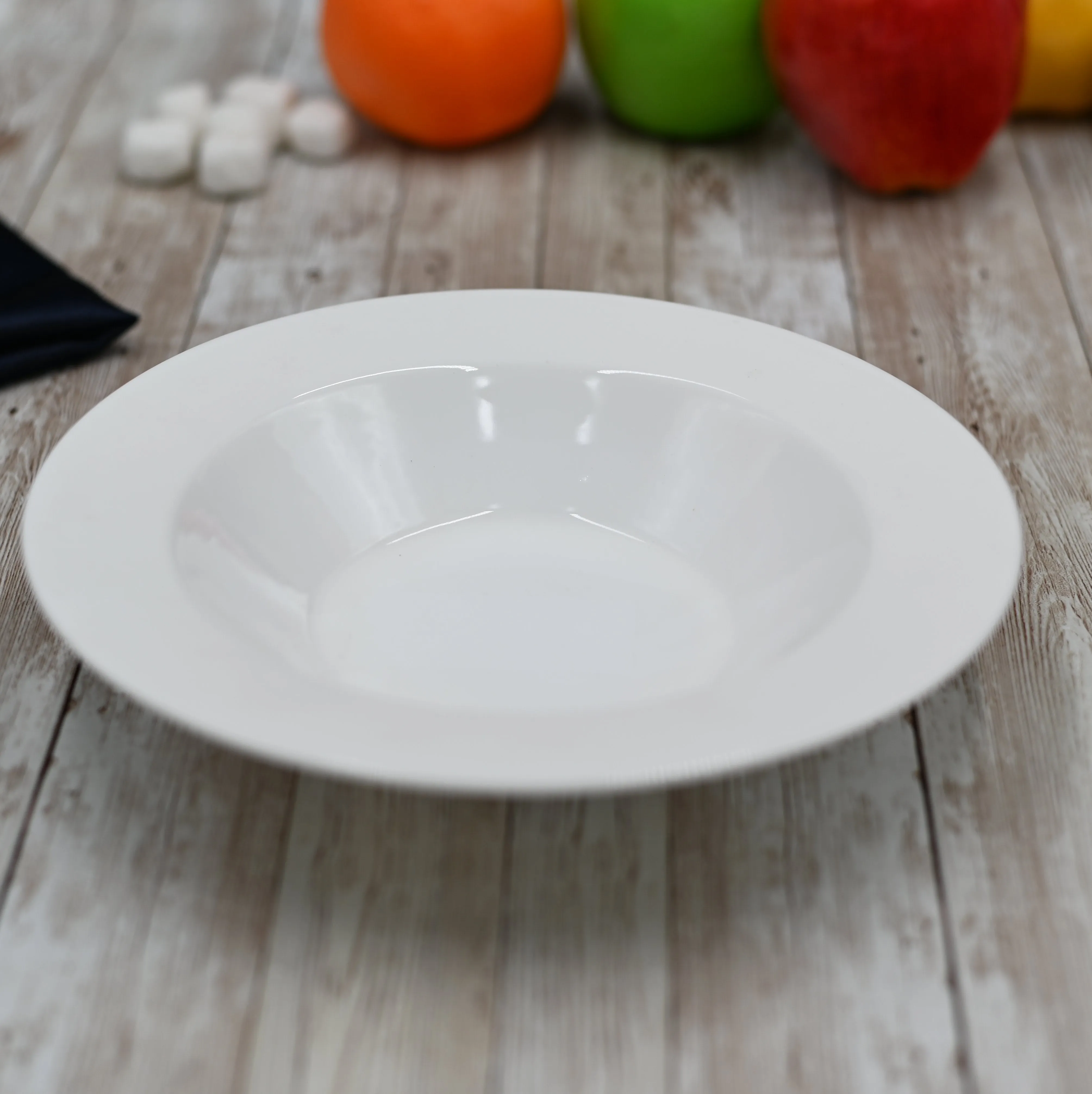 Set Of 6 Professional Rolled Rim White Deep Plate 8" inch | 8 Fl Oz