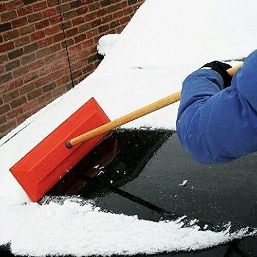 Shuttsco Snow Rake with 48" Wooden Handle - 18" Vinyl-Coated Non-Abrasive Head - Freeze-Resistant Snow Removal Tool - Sno-Rake for Car Dealerships &amp; Private Vehicle-Owners - Made in USA