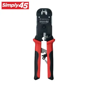 Simply45 - S45-C100 - RJ45 Pass-Through Crimp Tool - Built-in Stripper / Cutter - for UTP & Internal Ground Shielded Pass-Through RJ45 Modular Plugs