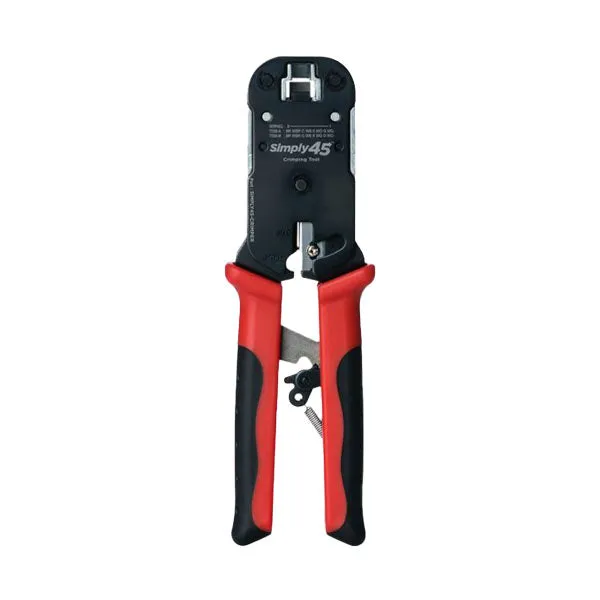 Simply45 - S45-C100 - RJ45 Pass-Through Crimp Tool - Built-in Stripper / Cutter - for UTP & Internal Ground Shielded Pass-Through RJ45 Modular Plugs