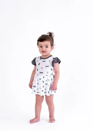 Snow Leopard | Flutter Bodysuit Dress