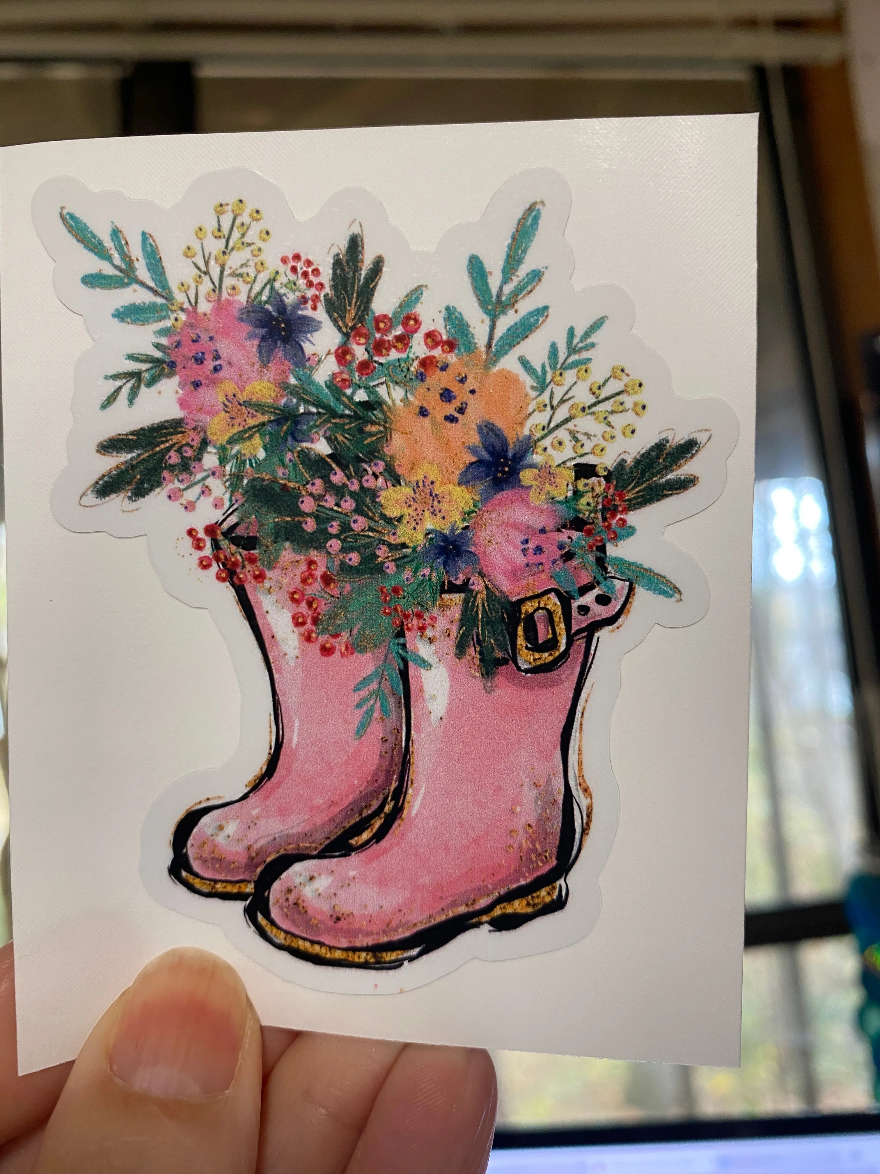 Sticker 3H Garden Pink Boots with Flowers