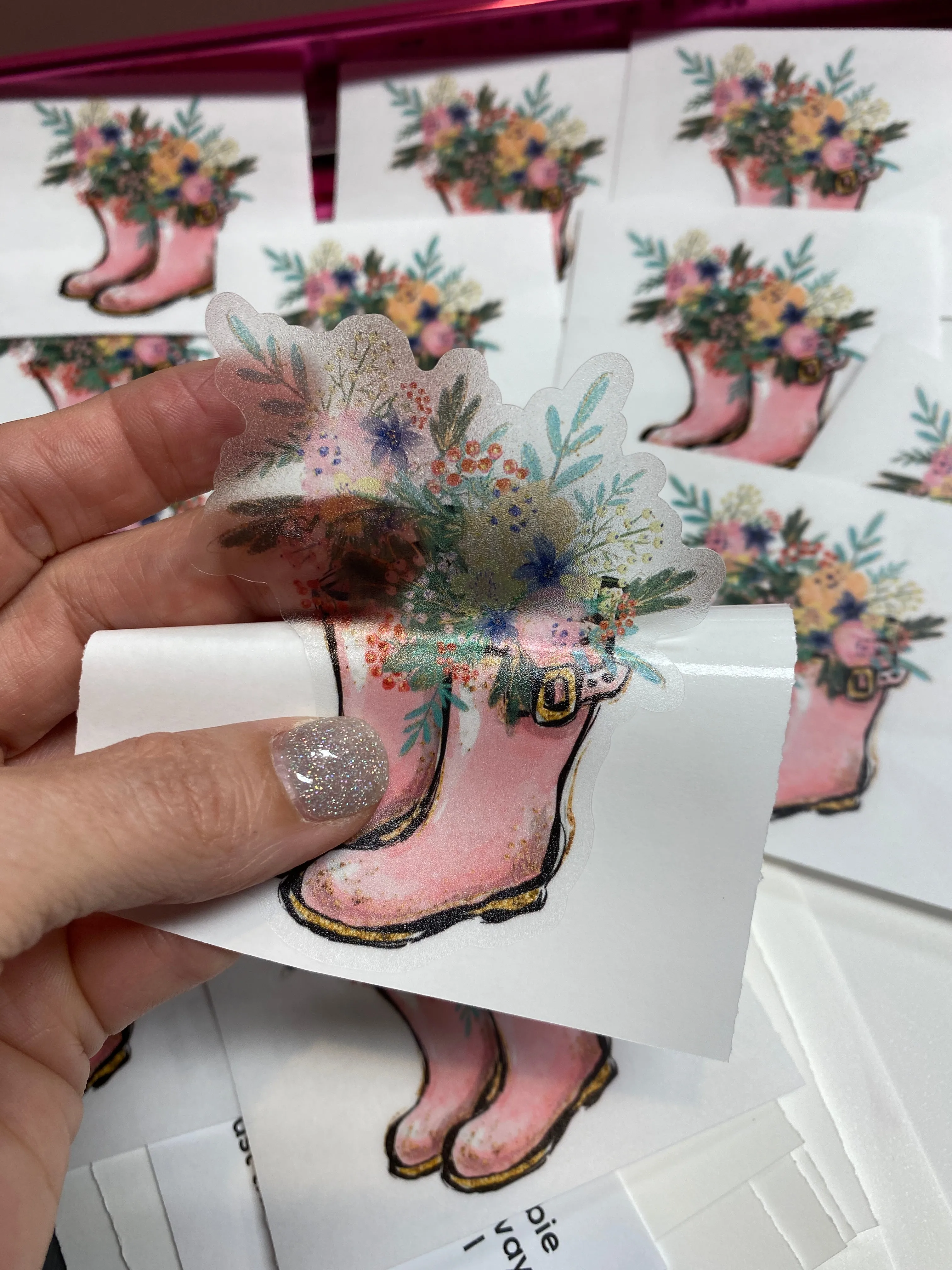 Sticker 3H Garden Pink Boots with Flowers