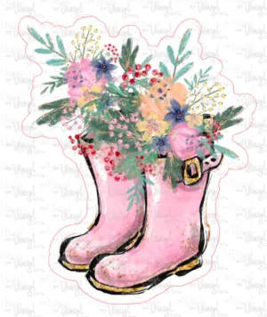 Sticker 3H Garden Pink Boots with Flowers