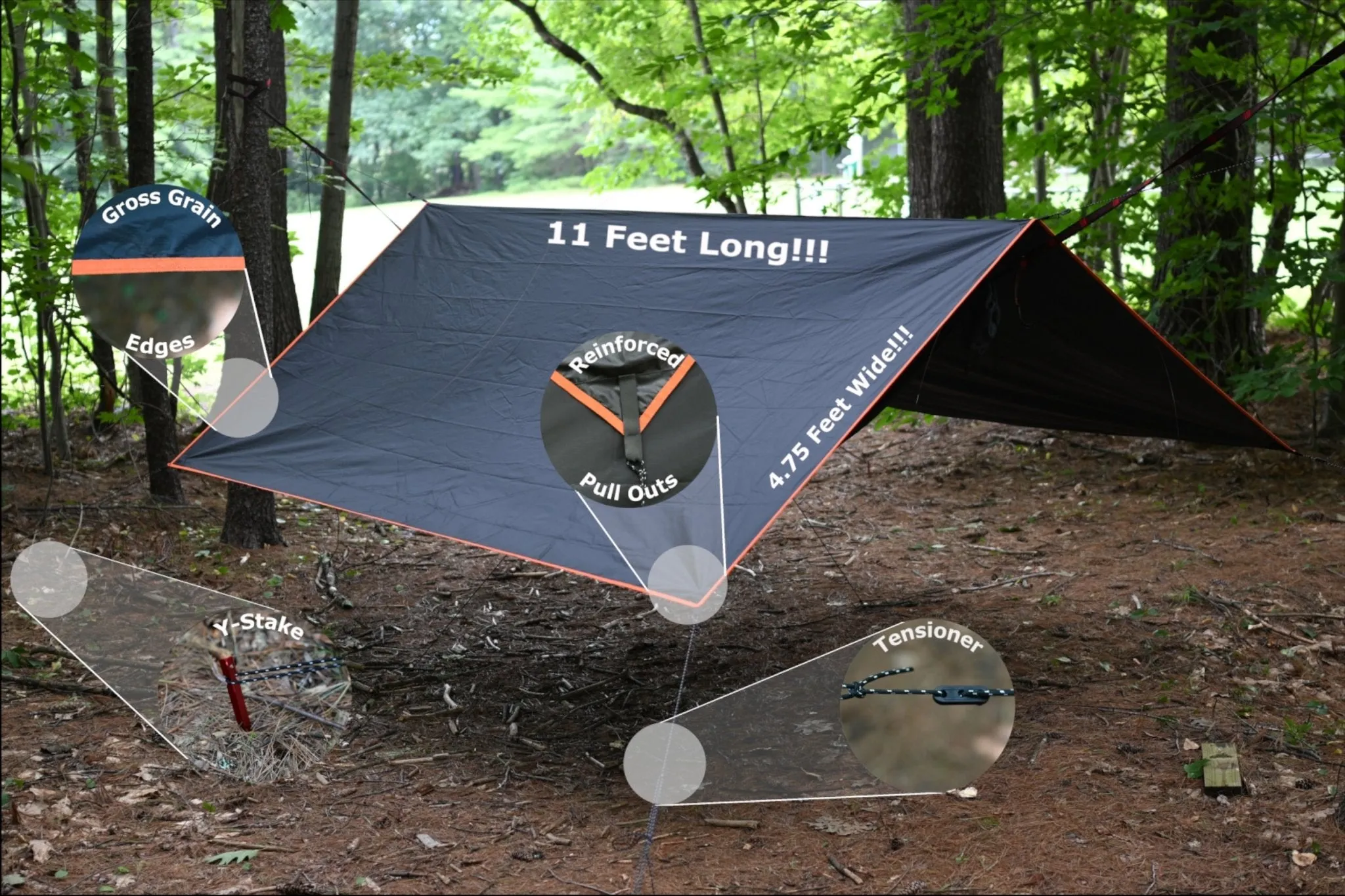 The Canopy- 11 Foot Hammock Tarp- Waterproof and great coverage for hammock camping