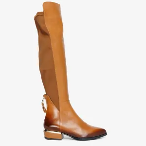 The Fairoks Tan Leather Knee High Women Boot