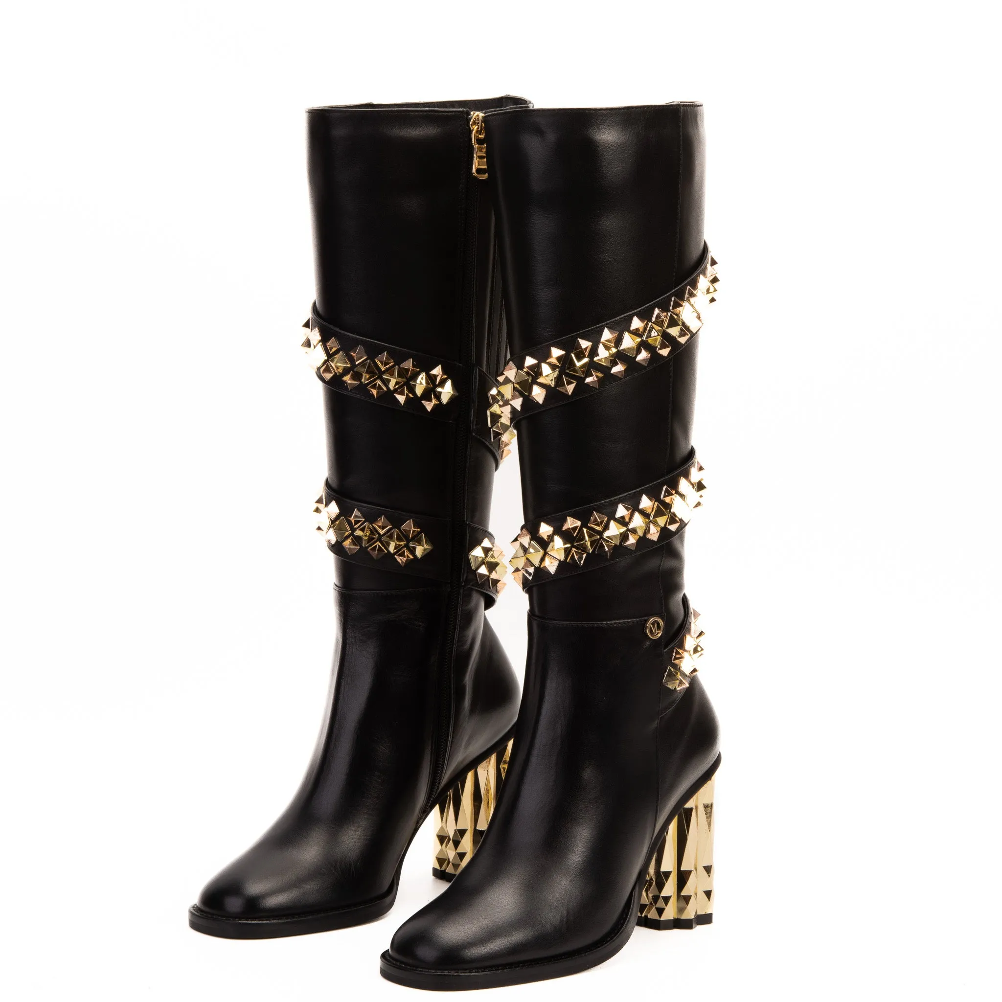 The Gladiator Black Leather Knee High Women Boot