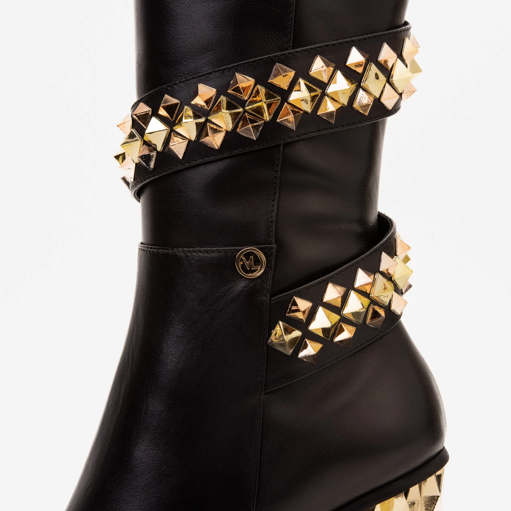 The Gladiator Black Leather Knee High Women Boot