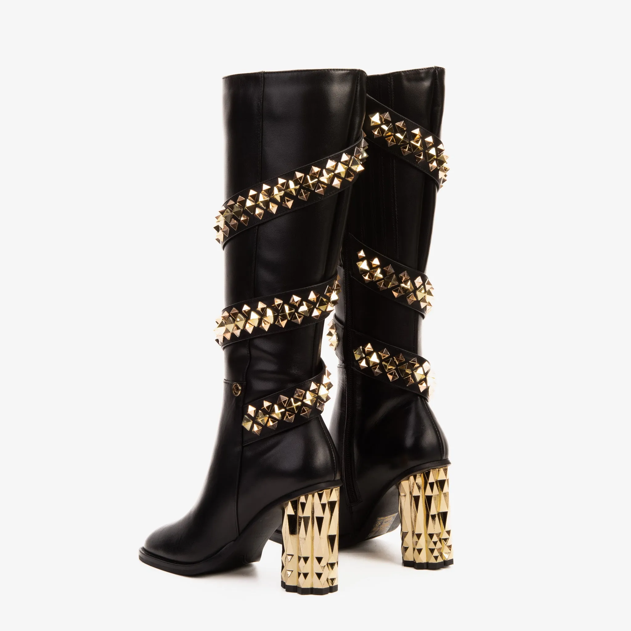 The Gladiator Black Leather Knee High Women Boot