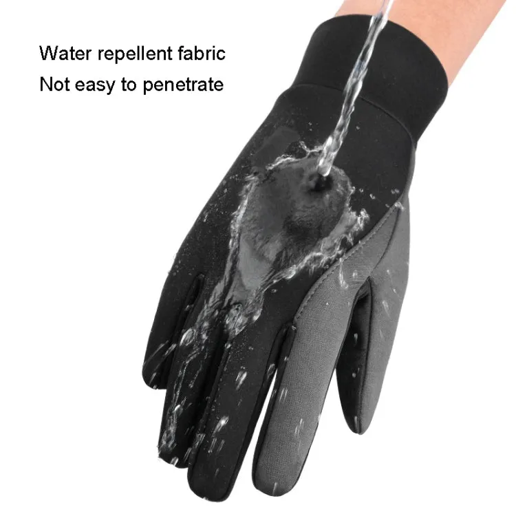 Touch Screen Anti-slip Waterproof Outdoor Sports Warm Cycling Gloves, Size: M(Black)