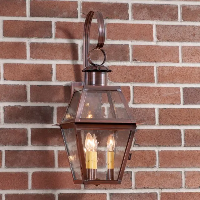 Town Crier Outdoor Wall Light in Solid Antique Copper - 3 Light