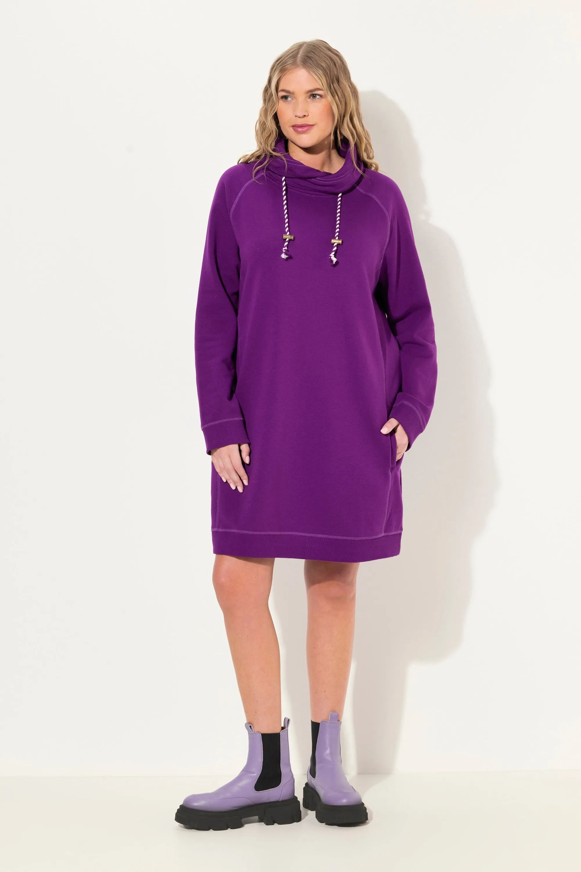 Ulla Popken Sweatshirt Dress in Magenta