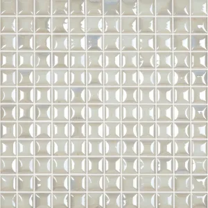 White Iridescent Pillow Texture, 1" x 1" - Glass Tile