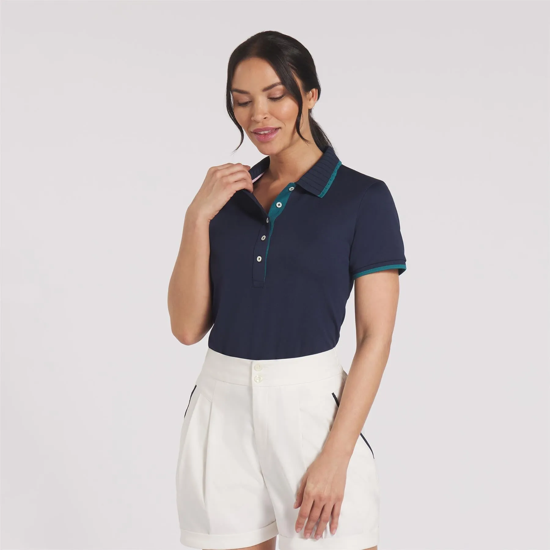 Womens AP Pique Polo Deep Navy - AW24