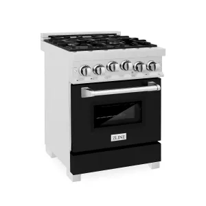 ZLINE 24" 2.8 cu. ft. Range with Gas Stove and Gas Oven in DuraSnow® Stainless Steel and Black Matte Door (RGS-BLM-24)