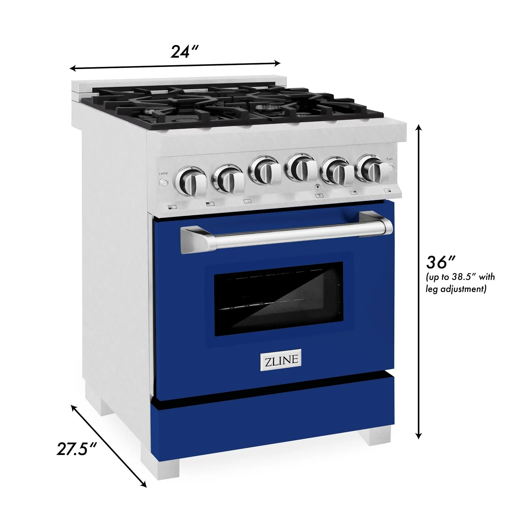 ZLINE 24" 2.8 cu. ft. Range with Gas Stove and Gas Oven in DuraSnow® Stainless Steel and Blue Matte Door (RGS-BM-24)