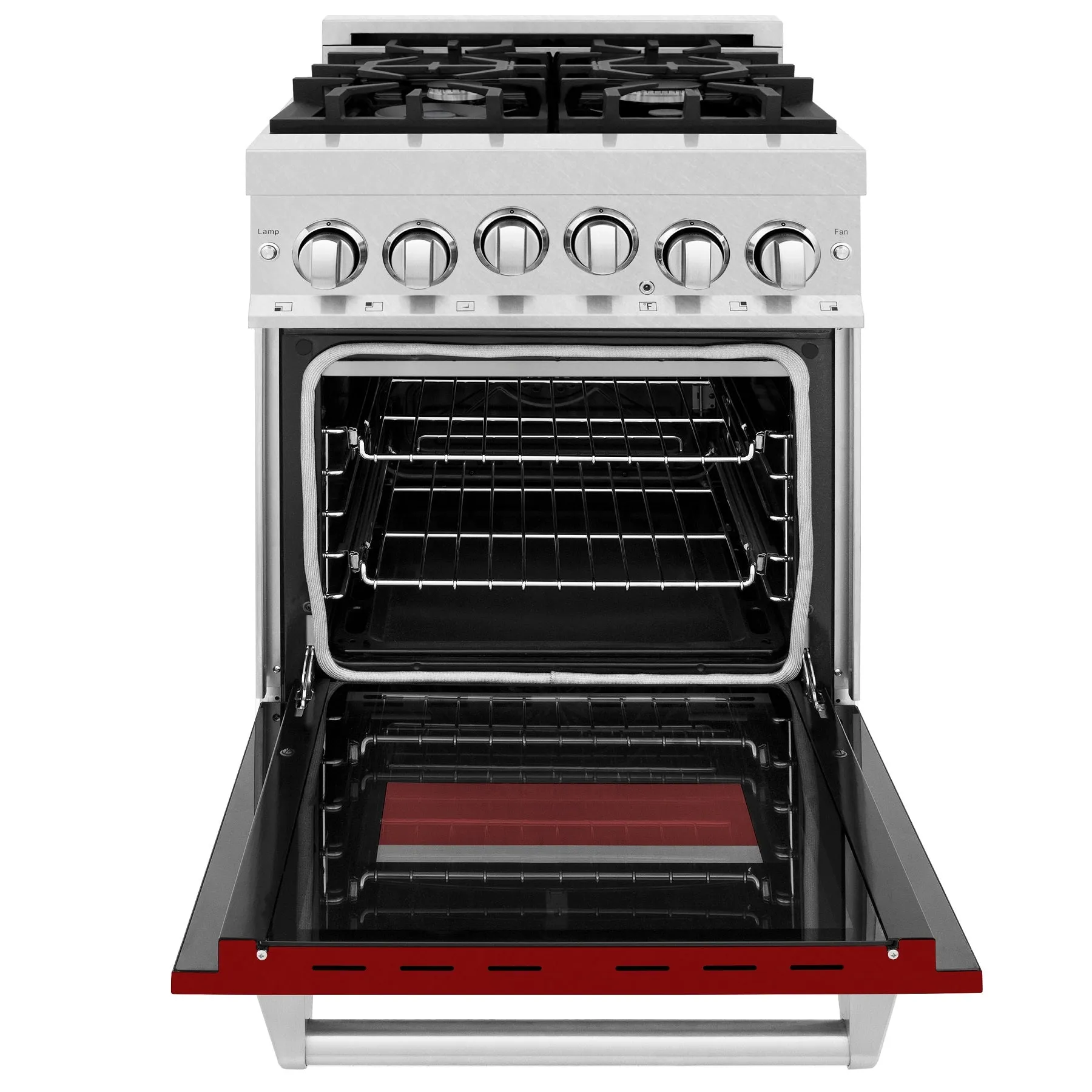 ZLINE 24" 2.8 cu. ft. Range with Gas Stove and Gas Oven in DuraSnow® Stainless Steel and Red Matte Door (RGS-RM-24)