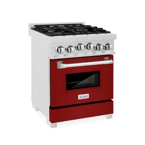 ZLINE 24" 2.8 cu. ft. Range with Gas Stove and Gas Oven in DuraSnow® Stainless Steel and Red Matte Door (RGS-RM-24)