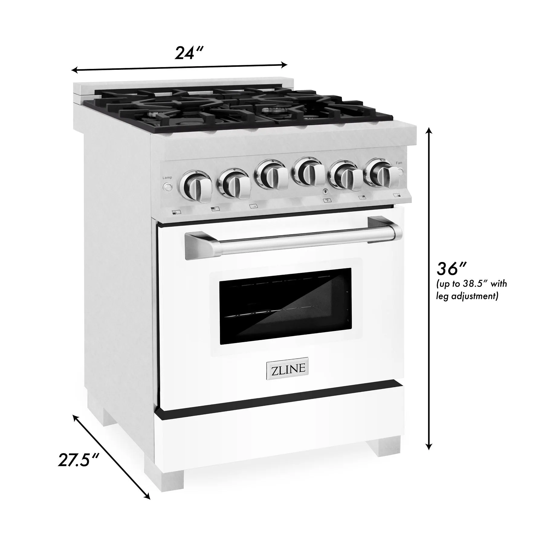 ZLINE 24" 2.8 cu. ft. Range with Gas Stove and Gas Oven in DuraSnow® Stainless Steel and White Matte Door (RGS-WM-24)