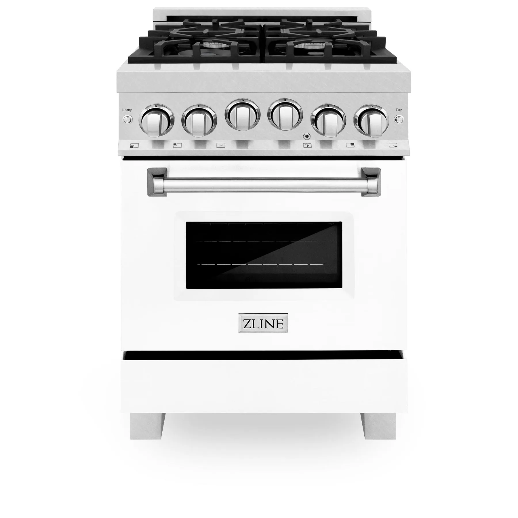 ZLINE 24" 2.8 cu. ft. Range with Gas Stove and Gas Oven in DuraSnow® Stainless Steel and White Matte Door (RGS-WM-24)