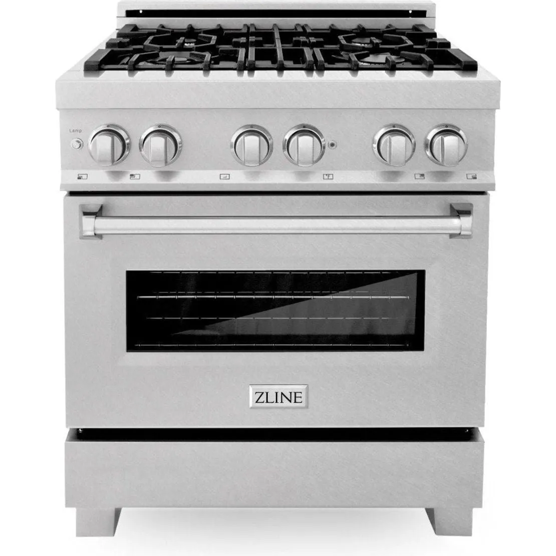 ZLINE 30 in. DuraSnow Stainless Dual Fuel Range, Ducted Vent Range Hood and Dishwasher Kitchen Appliance Package 3KP-RASRH30-DW