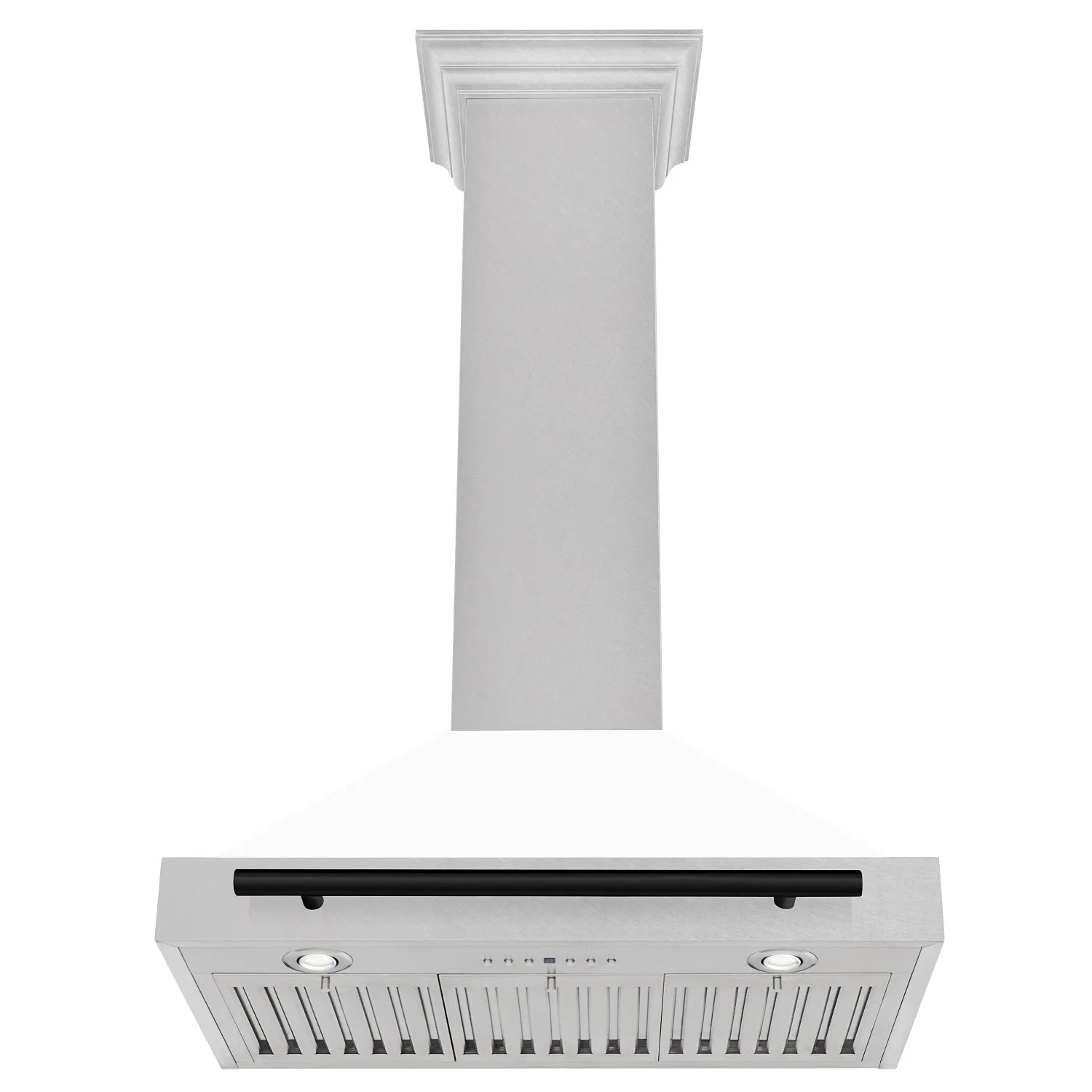 ZLINE 30" Autograph Edition DuraSnow® Stainless Steel Range Hood with White Matte Shell and Matte Black Handle