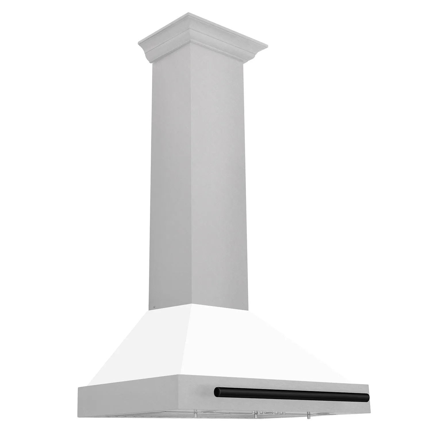 ZLINE 30" Autograph Edition DuraSnow® Stainless Steel Range Hood with White Matte Shell and Matte Black Handle