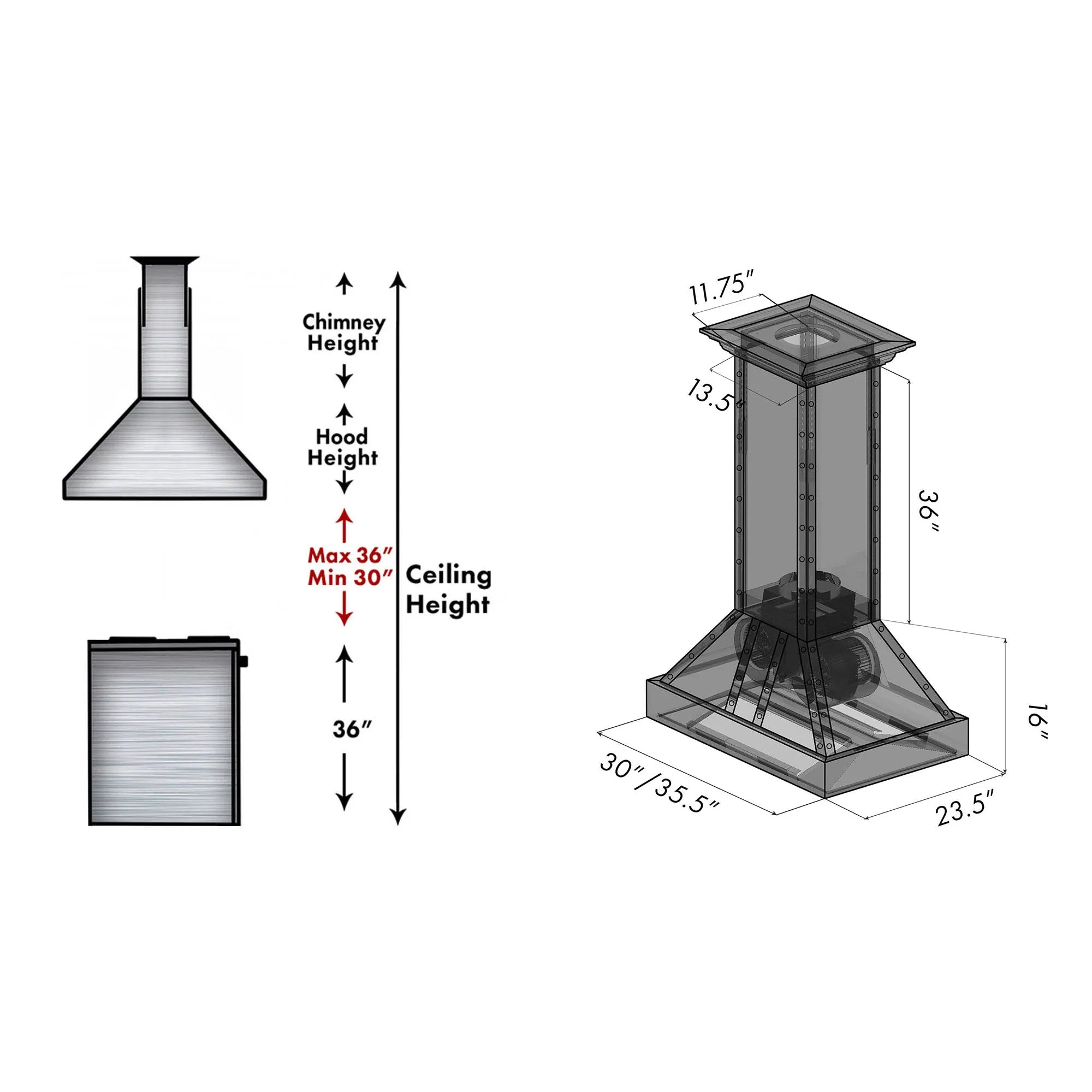 ZLINE 30" Designer Series Copper Island Range Hood (655i-CSSSS-30)