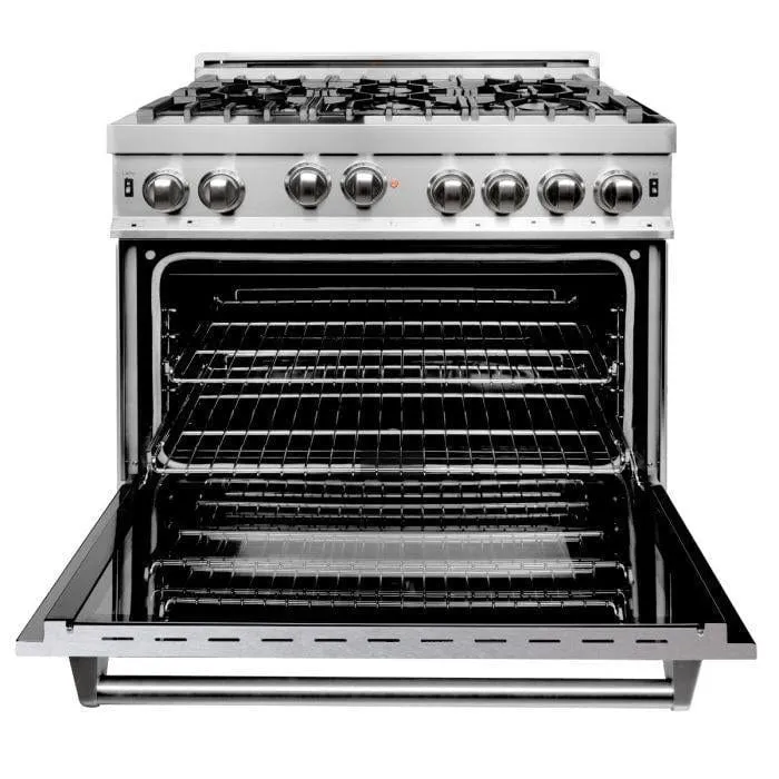 ZLINE 36 in. Professional 6 Gas on Gas Range in Stainless Steel with DuraSnow® Finish Door, RG-SN-36