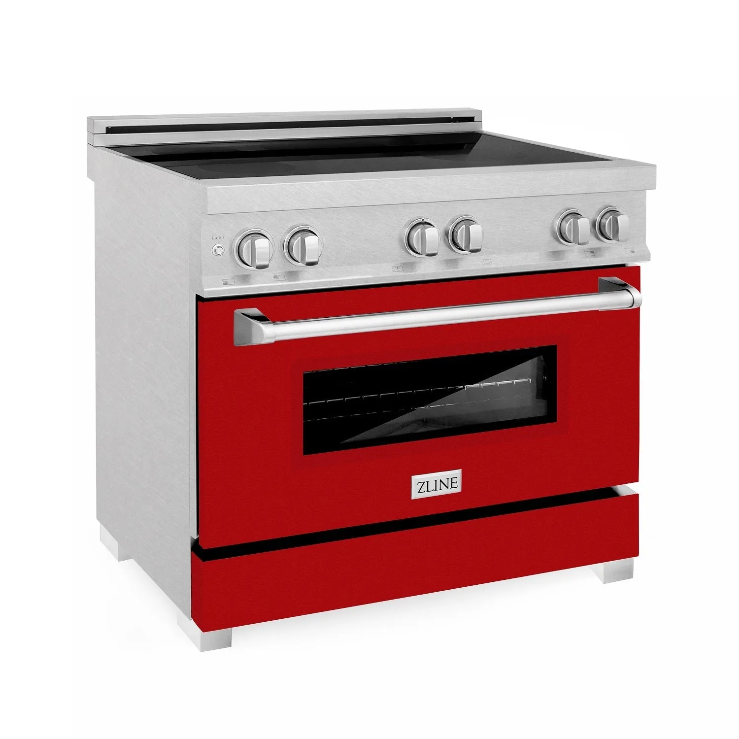 ZLINE 36" 4.6 cu. ft. Induction Range with a 4 Element Stove and Electric Oven in DURASNOW® Stainless Steel and Red Matte (RAINDS-RM-36)