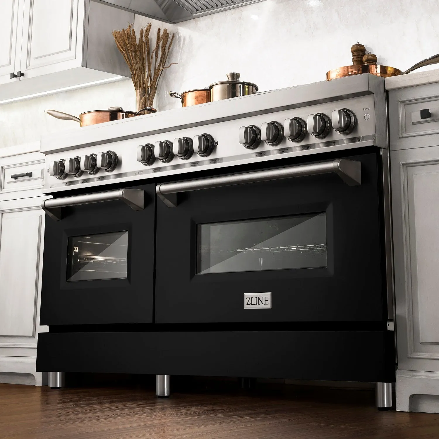 ZLINE 60 In. Professional Dual Fuel Range in DuraSnow¨ Stainless Steel with Black Matte Door (RAS-BLM-60)