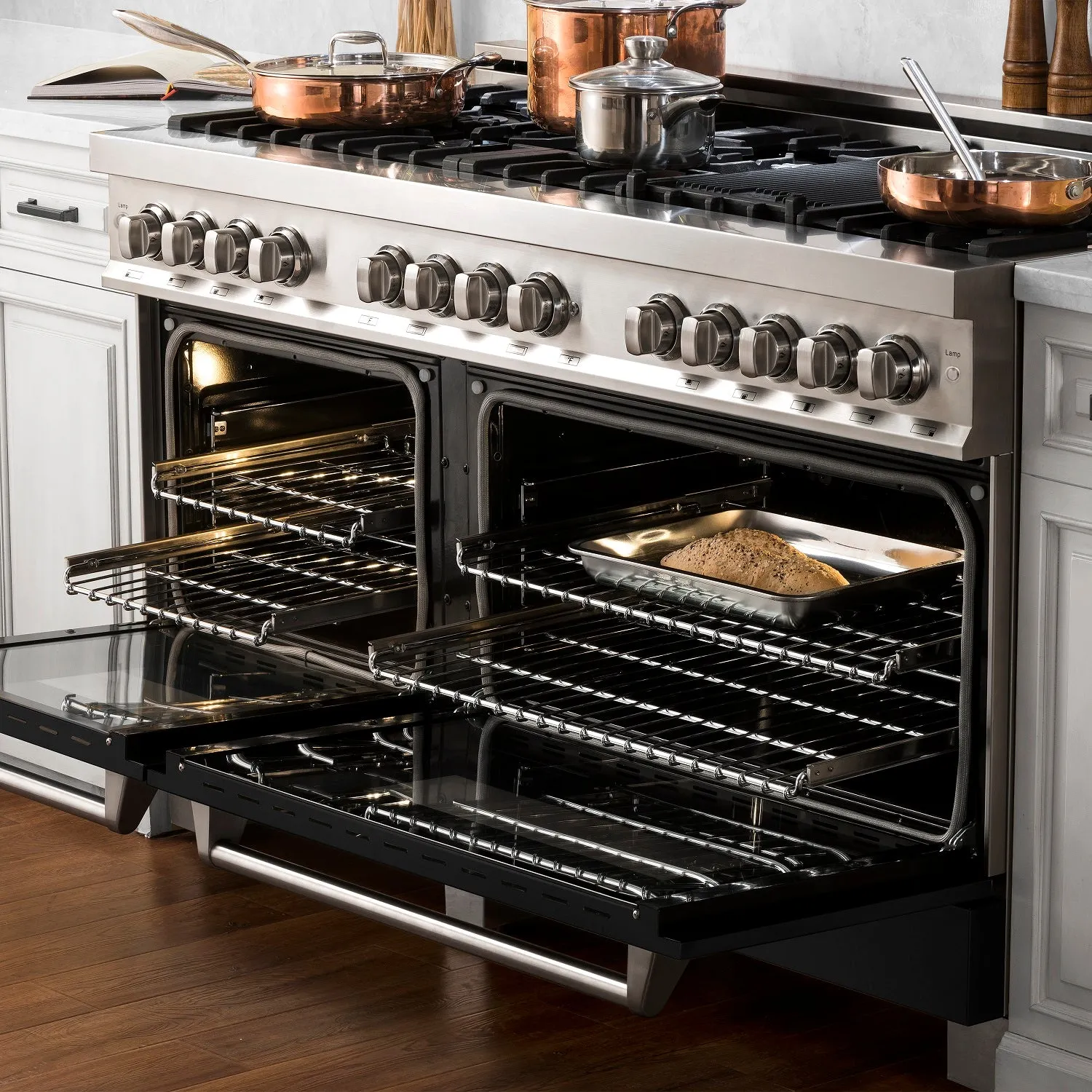 ZLINE 60 In. Professional Dual Fuel Range in DuraSnow¨ Stainless Steel with Black Matte Door (RAS-BLM-60)