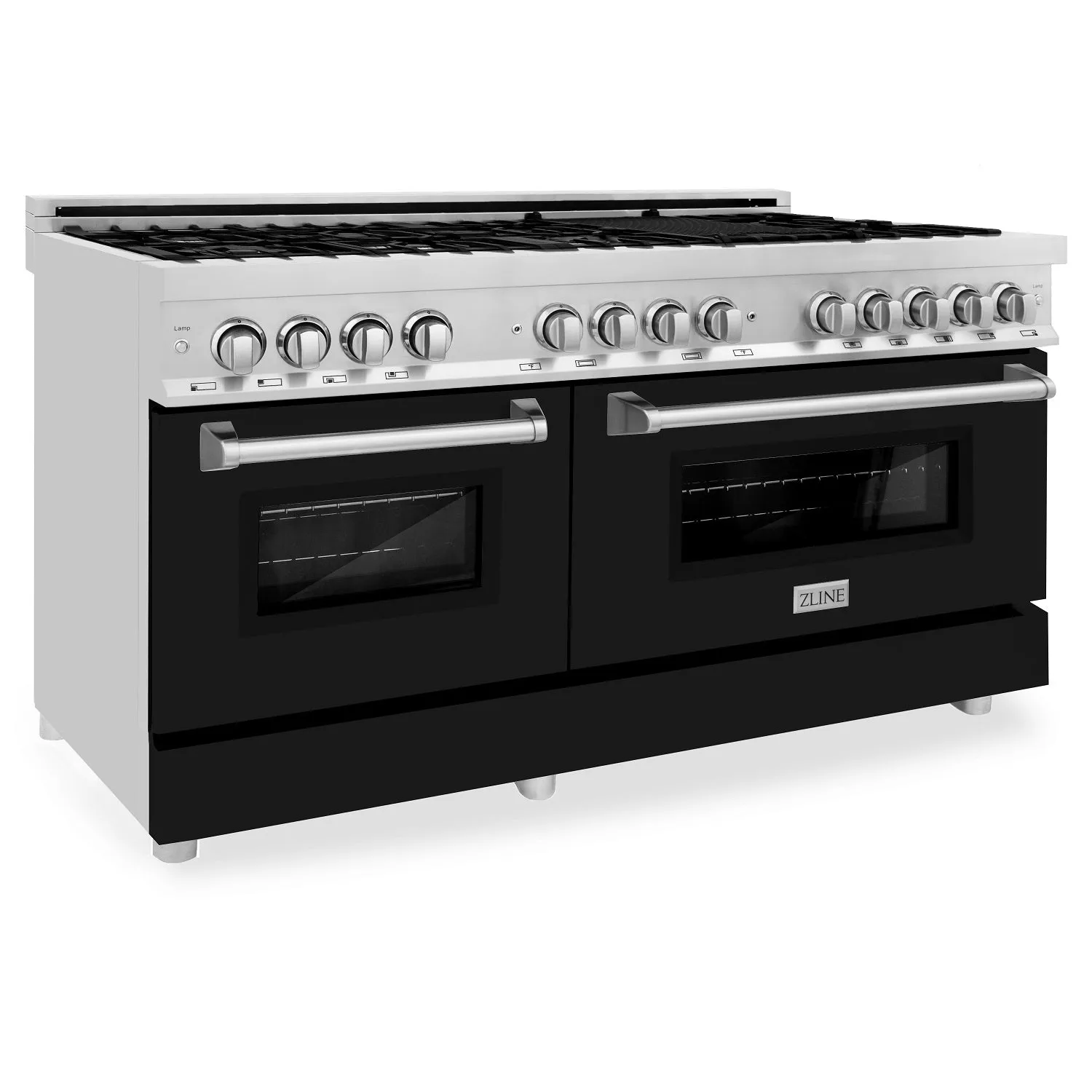 ZLINE 60 In. Professional Dual Fuel Range in DuraSnow¨ Stainless Steel with Black Matte Door (RAS-BLM-60)